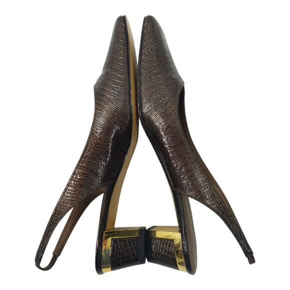 J.Renee Brown Slingback Heels with Gold Accent - Picture 5 of 13